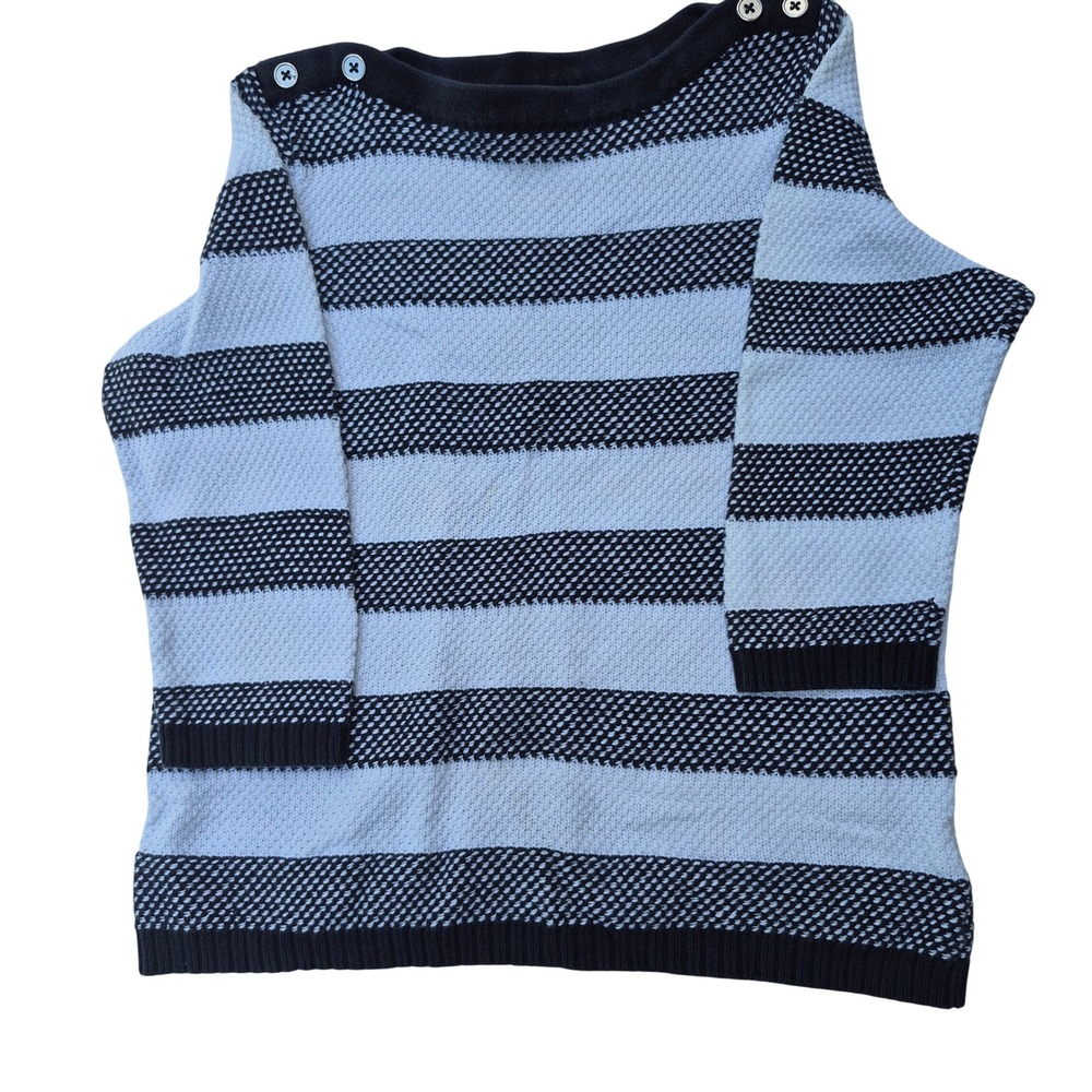 Croft & Barrow Cotton Knit Sweater Medium Black White Stripe‎ Nautical